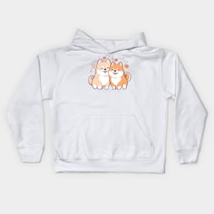 Valentine Dog Couple Kids Hoodie